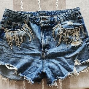 Embellished Denim Shorts